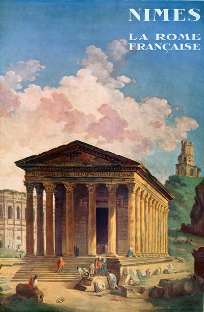 Poster Advertising Nimes, the French Rome by Hubert Robert